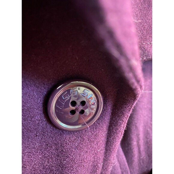 New Miss Sixty Purple Wool Blend Coat - Women's Sz Large Double Breasted Belted - Picture 3 of 9